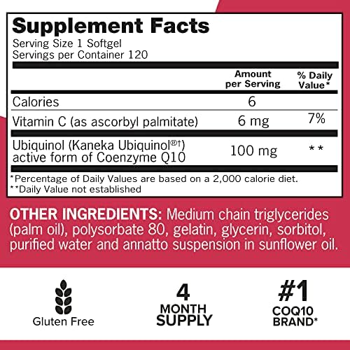 Qunol Mega Ubiquinol CoQ10 100mg, Superior Absorption, 100 Softgels | #1 Cardiologist Recommended Supplement for Heart Health, Coenzyme Q10 Supplement to support Vascular Health & Cellular Energy
