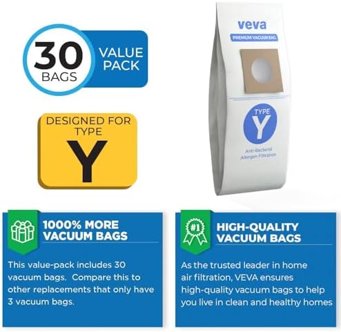 30 Pack Type Y Vacuum Bags for Hoover WindTunnel Upright Vacuum Cleaners, Style Y, Z, Premium Vacuum Bags Model 4010100Y