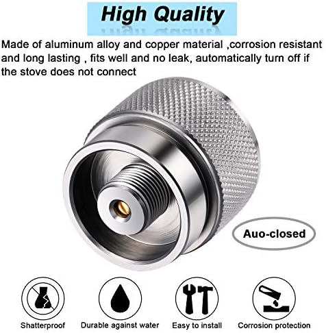 Hotop 2 Pcs Camping Stove Adapter, 1 Lb Propane to EN417 Lindal Valve