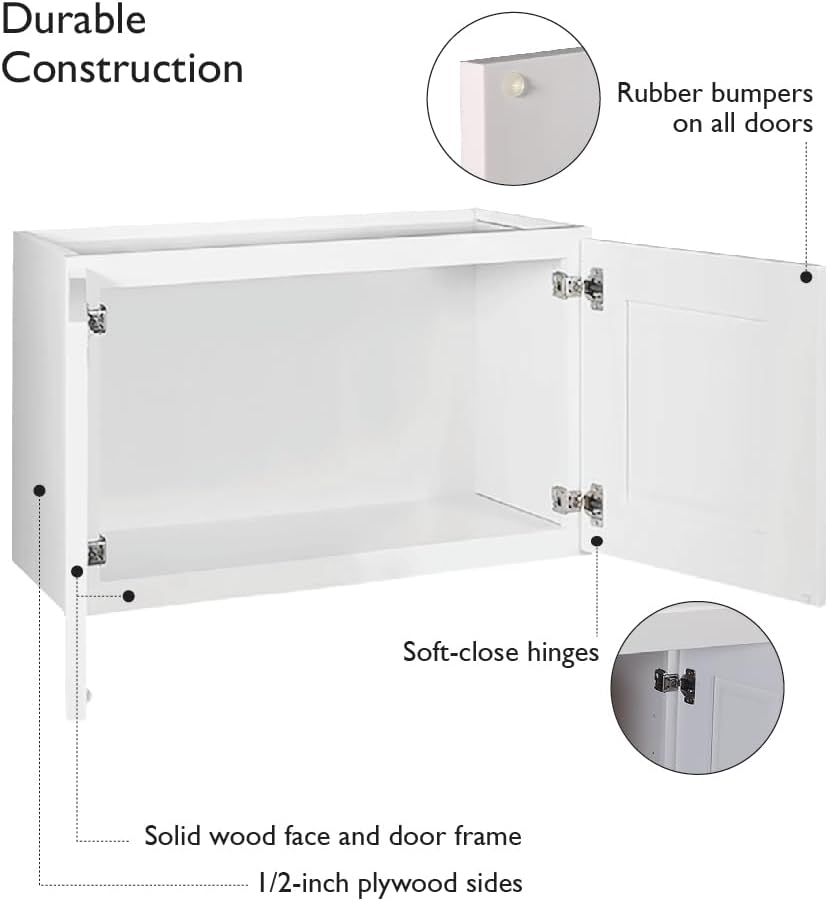 Design House Brookings Kitchen Bridge Wall Cabinet, 30", White | Wall Mount, Contemporary/Modern, Wood, Kitchen, 561639