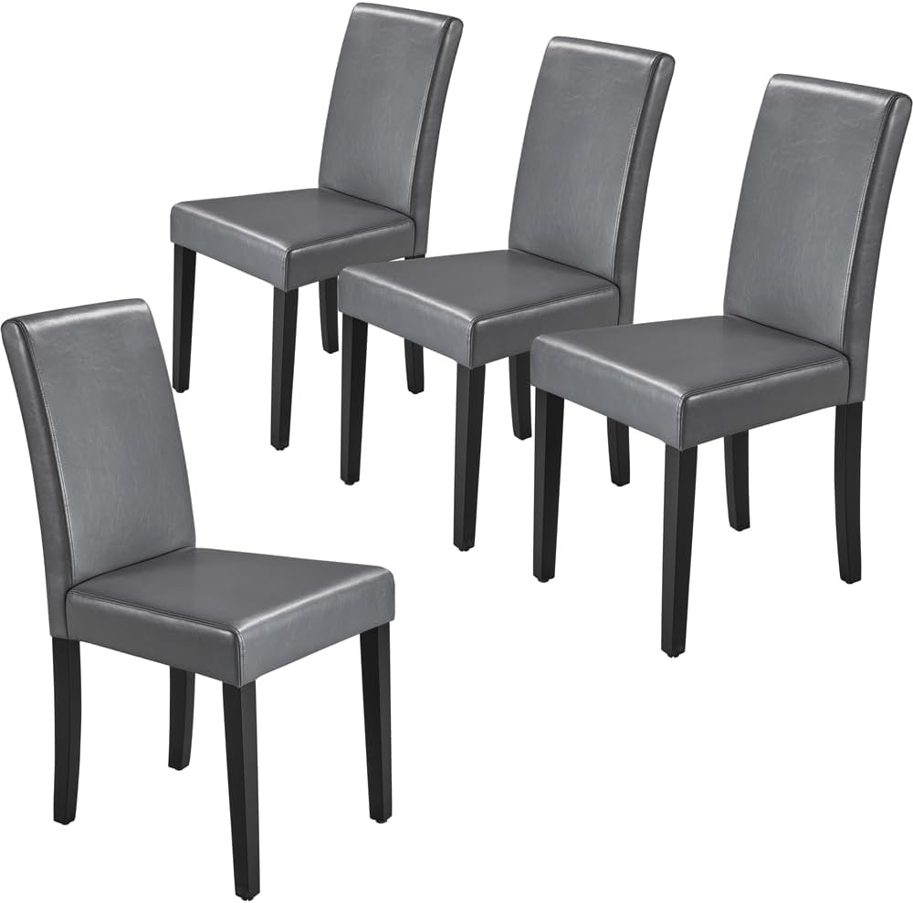 Yaheetech Dining Chairs Set of 4 Upholstered Kitchen Chairs Black