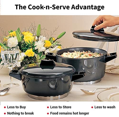 Hawkins Futura 6 Litre Cook n Serve Bowl, Hard Anodised Saucepan with Hard Anodised Lid, Sauce Pan for Cooking and Serving, Black (ACB60) (Aluminium)