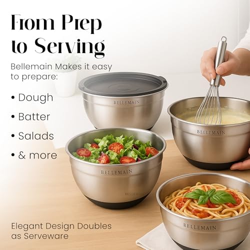 Bellemain Stainless Steel Mixing Bowls with Airtight Lids Set - Set of 5