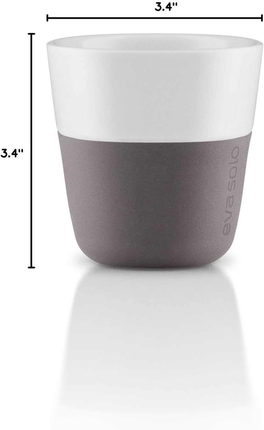 Eva Solo | 2 Lungo Tumbler Mugs | 8 oz Porcelain Coffee Cup Tumblers with Silicone-coated Grip | Danish Design, Functionality & Quality | Black
