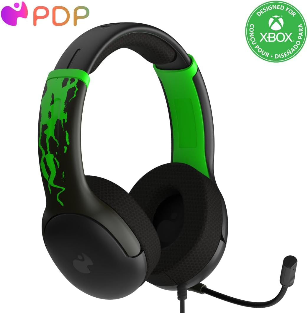 PDP Gaming AIRLITE Xbox Headset with Noise-Cancelling Microphone, Licensed Microsoft Series X|S, Xbox One Accessories, PC/Windows 10/11, Lightweight Wired Power Stereo headphones - Black