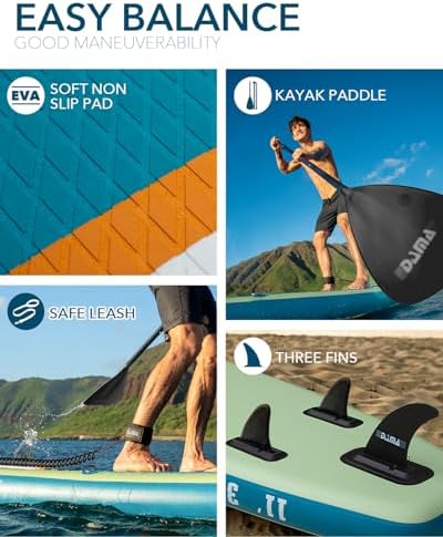 DAMA Inflatable Stand Up Paddle Boards for Adults w/Sup Board Accessories Hand Pump 4pcs Kayak Floating Paddle | Wide Stance