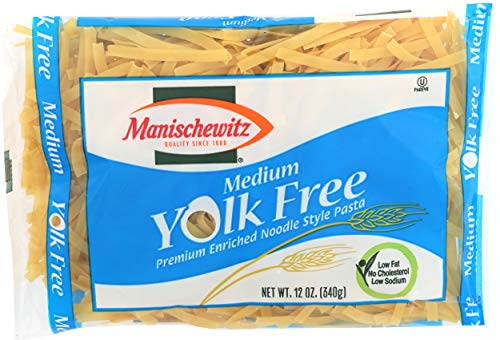 Manischewitz Premium Enriched Medium Yolk Free Noodle Pasta 12oz (3 Pack) Cholesterol Free, 8gr Protein Per Serving, Low Fat, Low Sodium,