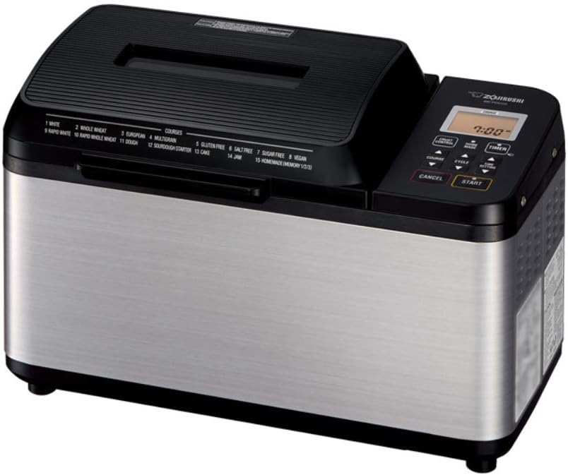 Zojirushi Bb PDC20BA Virtuoso Plus 2 Lb Breadmaker, Black | Gluten-free and whole-wheat programs, dual heaters, 13-hour timer