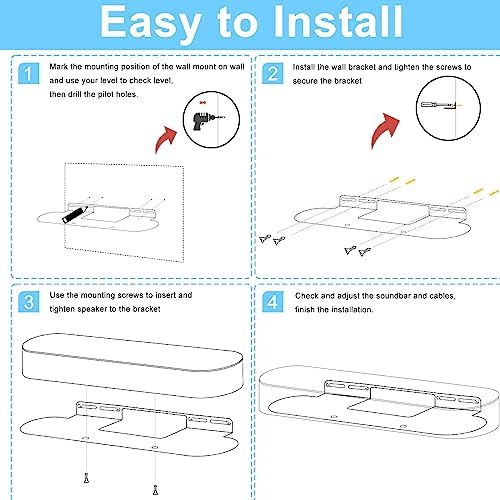 Soundbar Mount for Sonos Beam Wall Mount for Sonos Beam Gen 2 & Gen 1 Smart TV Sound Bar with Hardware kit, Black