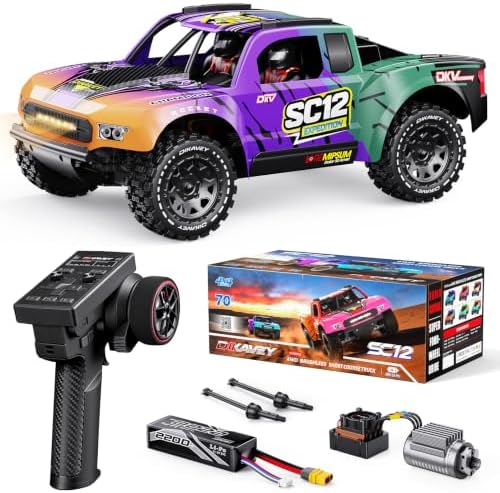 1/12 Brushless Remote Control Car RTR, 42MPH (70+Km/H 4WD Rc Short-Course Truck, Amateur-Level Rc Drift Car, Equipped with 3s 2200 Mah Battery, All-Terrain Tires, Suitable for Adults-RED