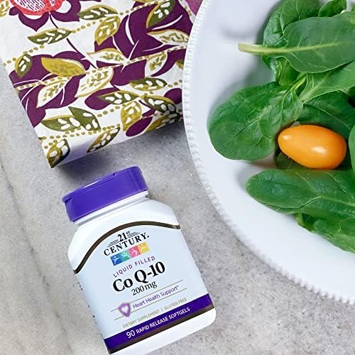 21st Century CoQ10 200mg Softgels, Heart & Antioxidant, 90 Count | Coenzyme Q10 200 mg Fast-Release Liquid Softgels, Heart Health & Antioxidant Support, Gluten Free, No Artificial Colors