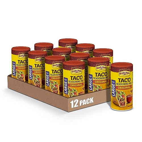 Old El Paso Taco Seasoning, 25% Less Sodium, Large Size, 6.25 oz | 25% Less Sodium Vs. Original, Large Canister for Batch Cooking, Seasons Tacos, Soups & Dips