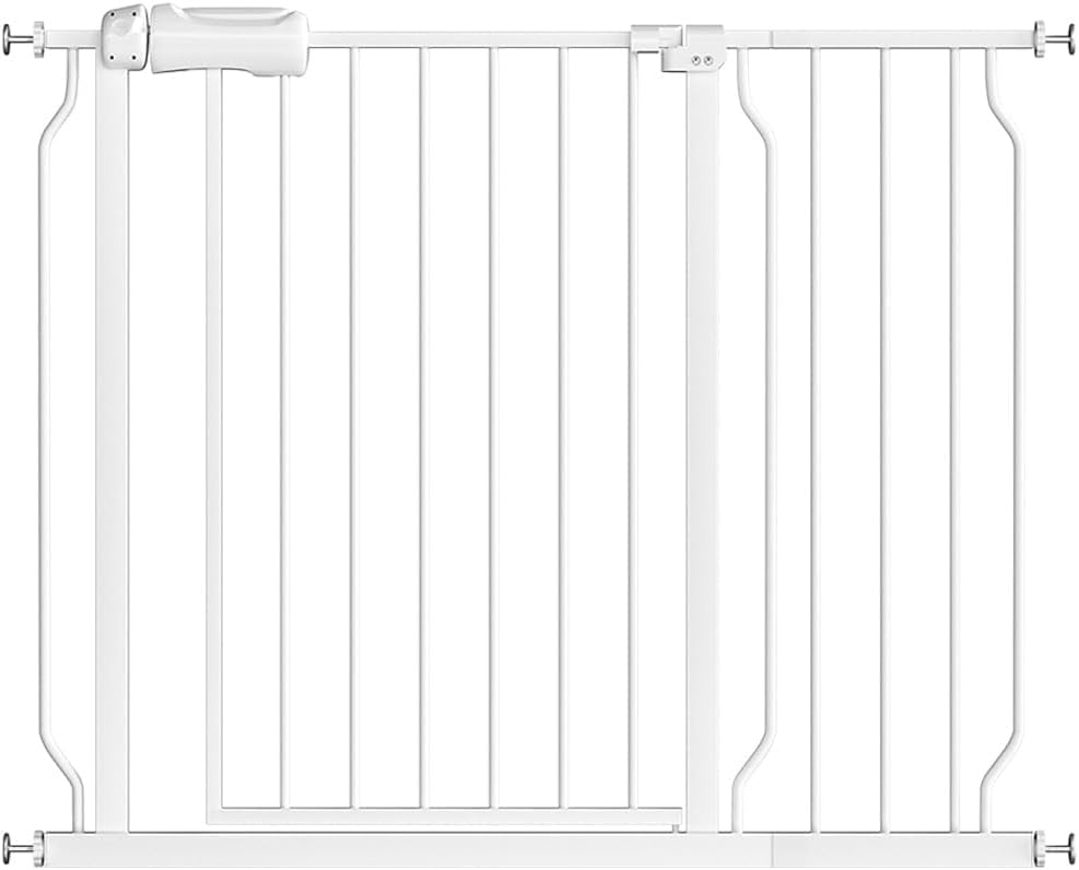 Fairy Baby Extra Wide Baby Gate for Doorways Auto Close Safety Gates for Bedroom, Fits 57.5 Inch to 62 Inch with Pressure Mounted Extention Kit, White | Pressure Mounted No Drill Pet Gate with Door, Heavy Duty Walk-Through Gate for Toddlers, Kids, Dogs,…