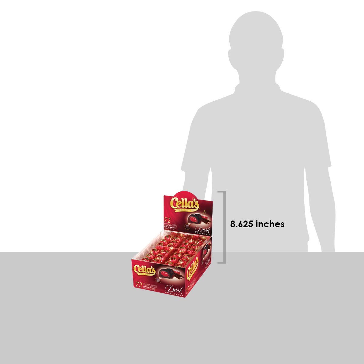 Cella's Dark Chocolate Covered Cherries – Premium Cherry Cordial Candies – Individually Wrapped with Display Box (72-Count Box - 2.25 Pounds)