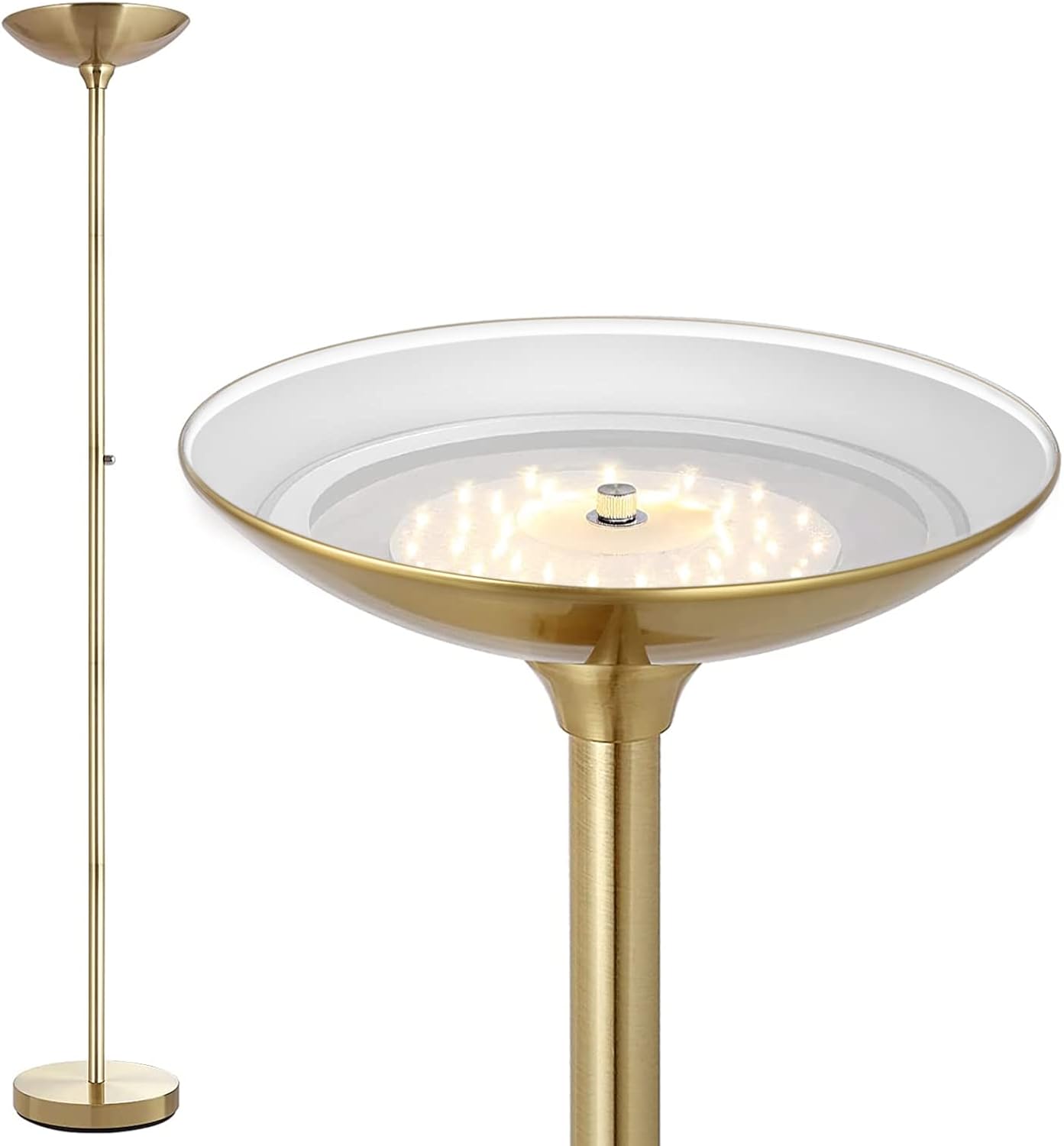 BoostArea Torchiere Floor Lamp, 30W Super Bright LED Standing Lamp, Stepless Dimmable Pole Lamp with 3000K Lighting, Rotary Switch