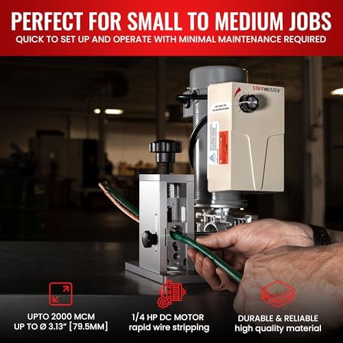 StripMeister E250 Electric Automatic Wire Stripping Machine – Wire Size Up To Ø3/4", Jam-Free, Motorized Wire Stripper with Variable Speed Control for Copper Wires