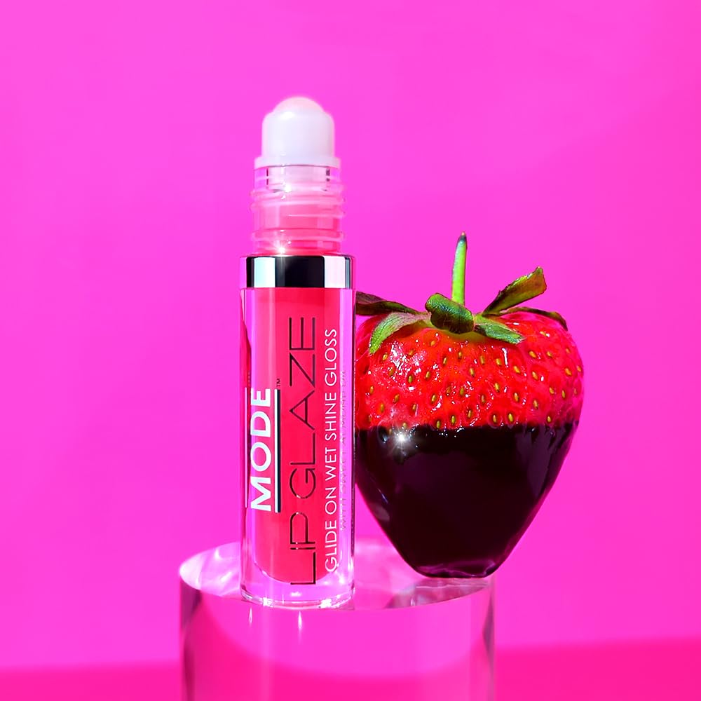 MODE Lip Glaze Cotton Candy Flavored Lip Gloss, Hydrating Sheer Wet Shine, Skincare Fruit Oils