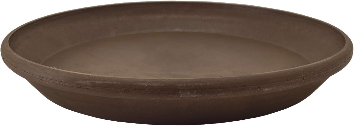 PSW Pot Collection AP25DC 10-inch Plastic/Stone/Wood Composite Plant Saucer Drip Tray – No Drainage Hole (Drillable), Indoor/Outer Water Tray, Dark Charcoal