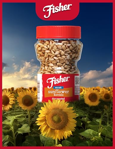 Fisher Dry Roasted Sunflower Seeds Kernels with Sea Salt, 7.25 oz, Sunflower Seeds to Eat, Gluten-Free, No Sugar Added, Crunchy Snacks for Adults, Perfect for Salads, Yogurt, & On-the-Go Snacking