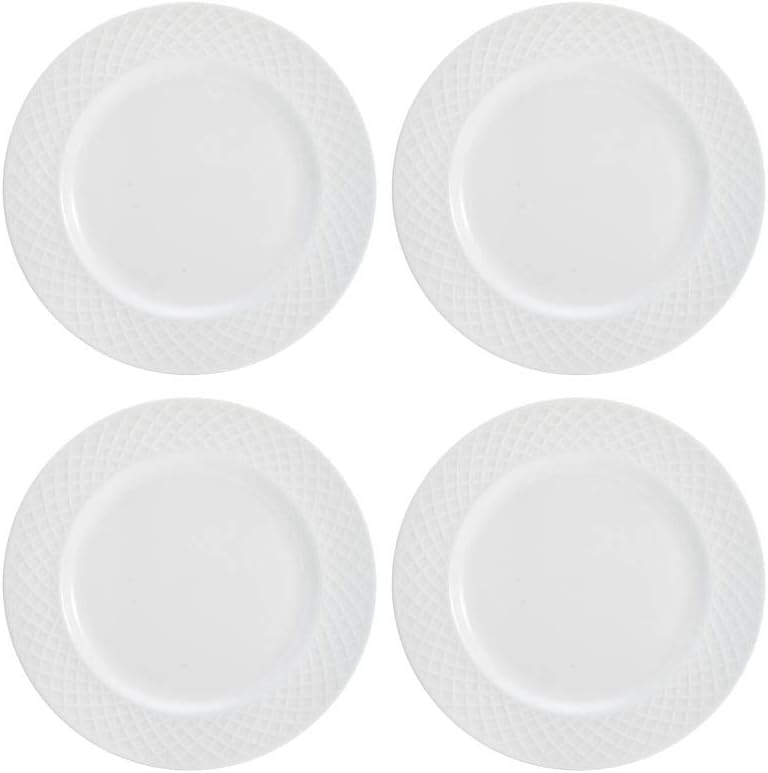 Mikasa Trellis 16-Piece Bone China Dinnerware Set, White, Includes Dinner Plates, Salad Plates, Cereal Bowls and Mugs, Dishwasher Safe