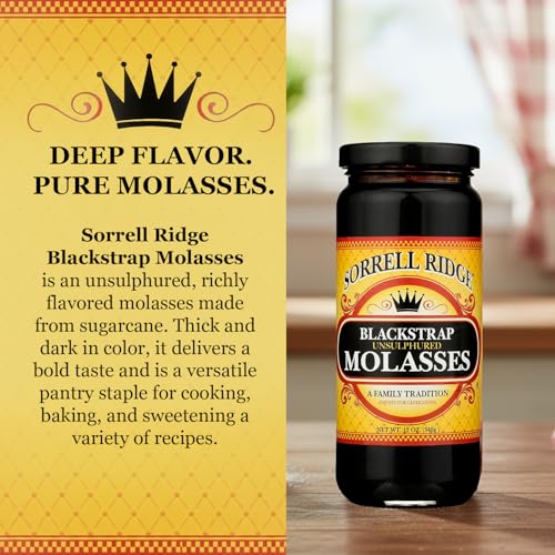 Sorrell Ridge Blackstrap Molasses 12 oz Jar | Unsulphured, Rich Robust Flavor, Good Source of Calcium & Potassium; Classic Baking Sweetener for Cookies