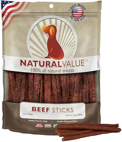 Loving Pets Natural Value Beef Sticks - Soft Jerky Dog Treats for Large & Small Breeds - Healthy Gluten, Wheat, Soy & Grain Free Pet Treats for Dogs