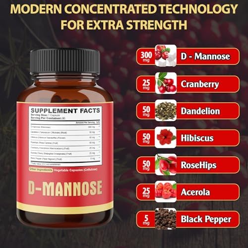 agobi D-Mannose Capsules - 7 Herbs with Cranberry, Dandelion