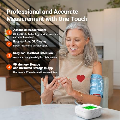 iHealth Track Smart Upper Arm Blood Pressure Monitor with Wide-Range Cuff | Bluetooth BP monitor for standard to large adult arms
