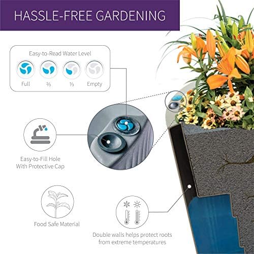 Crescent Garden Dot TruDrop Indoor/Outdoor Planter, Self-Watering Plant Pot, 20 Inches, (Mocha)