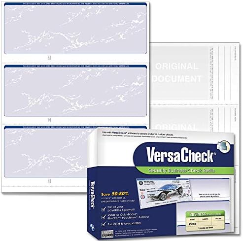 VersaCheck Secure Checks - 750 Blank Business Checks - Blue Prestige - 250 Sheets Form #3000-3 Per Sheet