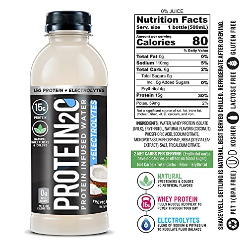 Protein2o 15g Whey Protein Isolate Infused Water, Ready To Drink, Sugar Free, Gluten Free, Lactose Free, Harvest Grape, 16.9 oz Bottle (Pack of 12)