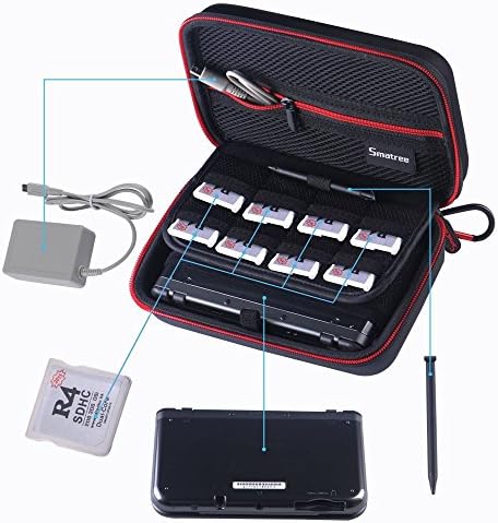 Smatree Carrying Case for Nintendo 3DS XL/2DS XL | Hard Protective Shell Travel Case for Nintendo New 3DS - Super NES Edition-Black/Red