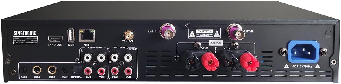 Professional 2500W YouTube Karaoke System | 4-in-1 Touchscreen Karaoke Amplifier with Android, Bluetooth, Anti-Feedback Mixer, 2 Wireless Microphones