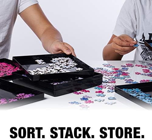 Tidyboss 8 Puzzle Sorting Trays with Lid 8" x 8" - Portable Jigsaw Puzzle Accessories White Background Makes Pieces Stand Out to Better Sort Patterns