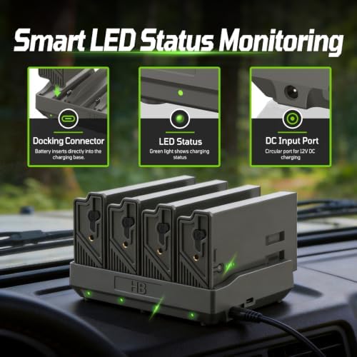Tactacam Lithium Battery Pack, Compatible with Tactacam Reveal Trail Cameras, 4-Pack Rechargeable Batteries Kit with Charger Station for Hunting & Outdoor Surveillance