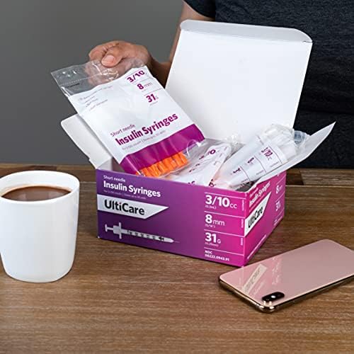 UltiCare U-100 Insulin Syringes | 3/10cc, 31G x 8mm, 100 Count | Sterile Single-Use Syringes | Clear Unit Markings, Silicone Coating