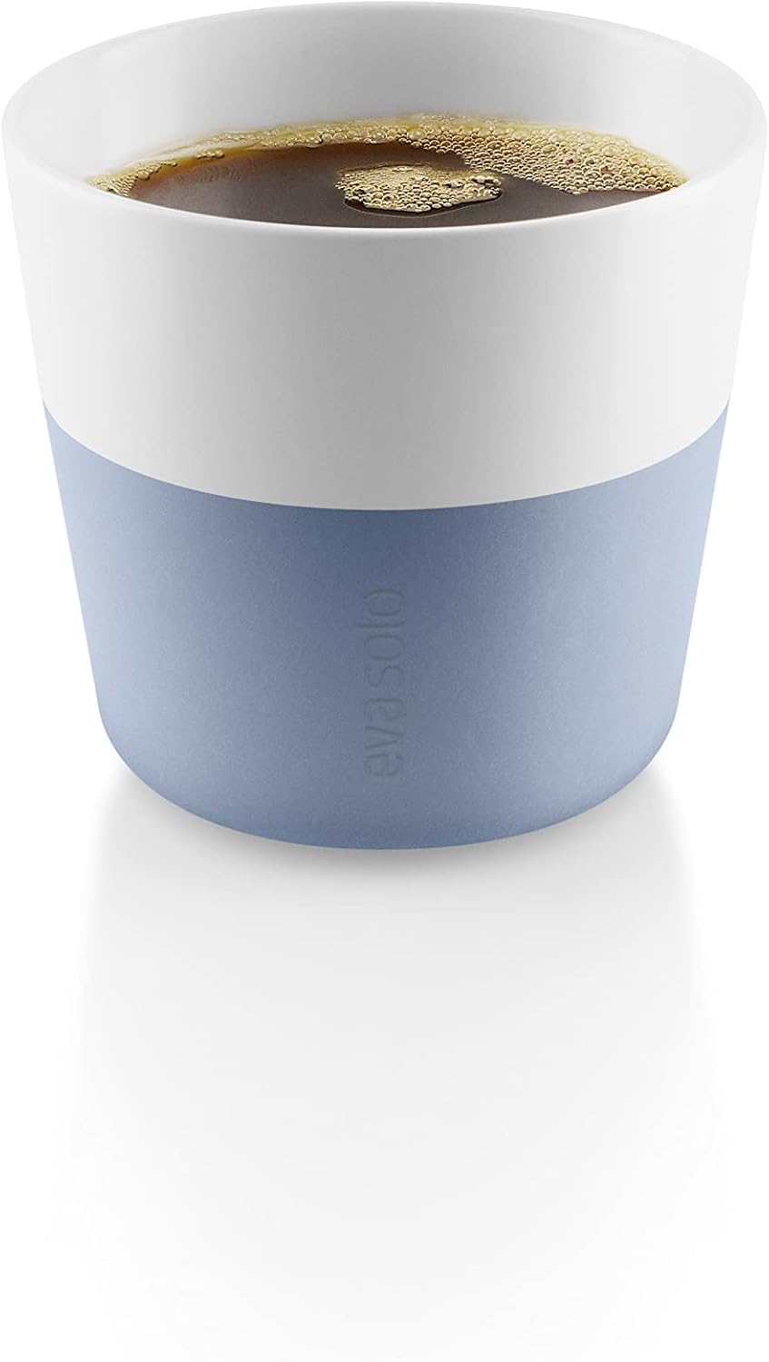 Eva Solo | 2 Lungo Tumbler Mugs | 8 oz Porcelain Coffee Cup Tumblers with Silicone-coated Grip | Danish Design, Functionality & Quality | Black