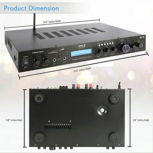 Pyle Bluetooth Home Theater Amplifier - 200 Watts into 5 Channels with Subwoofer Out, Easy Karaoke - Dual Mic, Wireless Streaming