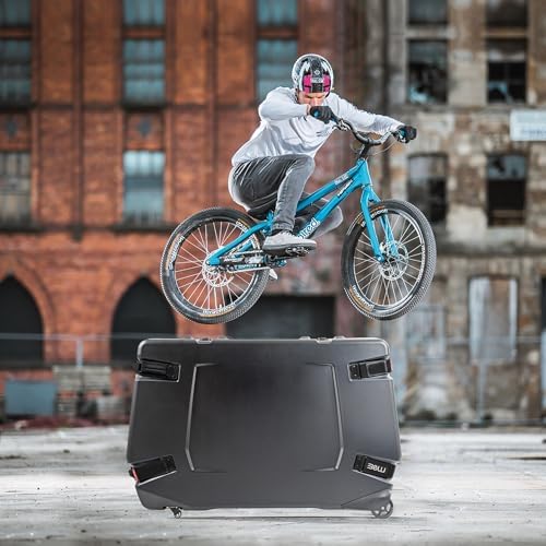 B&W Bike Case 2.0 Hard Shell Bike Travel Case - ABS Shell with Aluminum Rim - Road, Triathlon, Mountain Bikes up to 29 Inch - Frame Suspension
