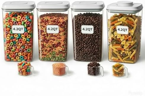 Melovom Pop Food Storage Containers Set Airtight Food Storage Containers with Pop Lids, Kitchen Pantry Organization and Storage, BPA Free, 2 x 2.8Qt