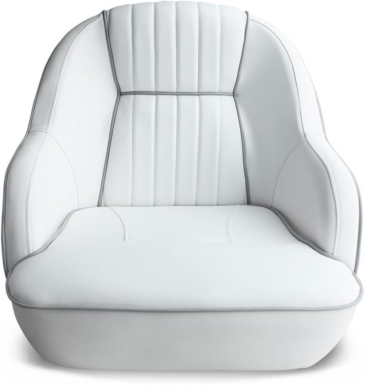 Leader Accessories Pontoon Captains Bucket Seat Boat Seat Boat Chair | Boat Chair with Armrest Ergonomic Design Compression Foam Padding Injection Molded Plastic Frame