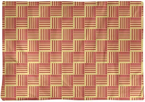 Dana Strider Two Color Basketweave Stripes Table Placemat, 18 x 14, Yellow & Red