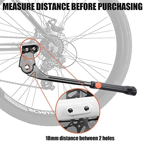 TOPCABIN Bike Kickstand Adjustable Aluminium Alloy Bicycle Kickstand Bike Side Kickstand Fit for 22" 24" 26" 28" Mountain Bike Road cycling/BMX/MTB (Black for 22-24-26-27-28 inch bike)
