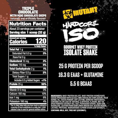 Mutant Hardcore ISO, Whey Protein Isolate, Triple Chocolate, 1.6 lb