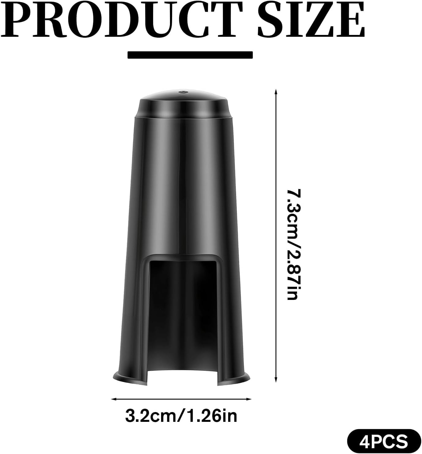 4 Pack Alto Sax Mouthpiece Cap, Plastic Protective Cover Replacement for Alto Saxophone, Clarinet, Woodwind Instrument (Black, 1.25x2.87 Inches)