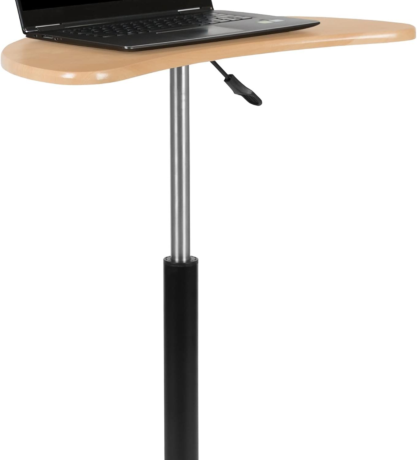 Flash Furniture Eve Sit to Stand Mobile Laptop Desk/Speaker's Lectern with Wheels, Modern Height-Adjustable Portable Standing Computer Desk, Black | Heavy Duty Nylon Base, Dual Wheel Casters