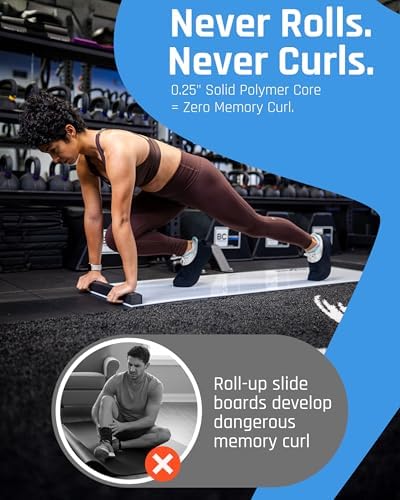 Slide Board for Exercise with Booties & Polish - Solid One-Piece Slide and Balance Board for Cardio & Home Workouts, Sports Core Exercise Equipment