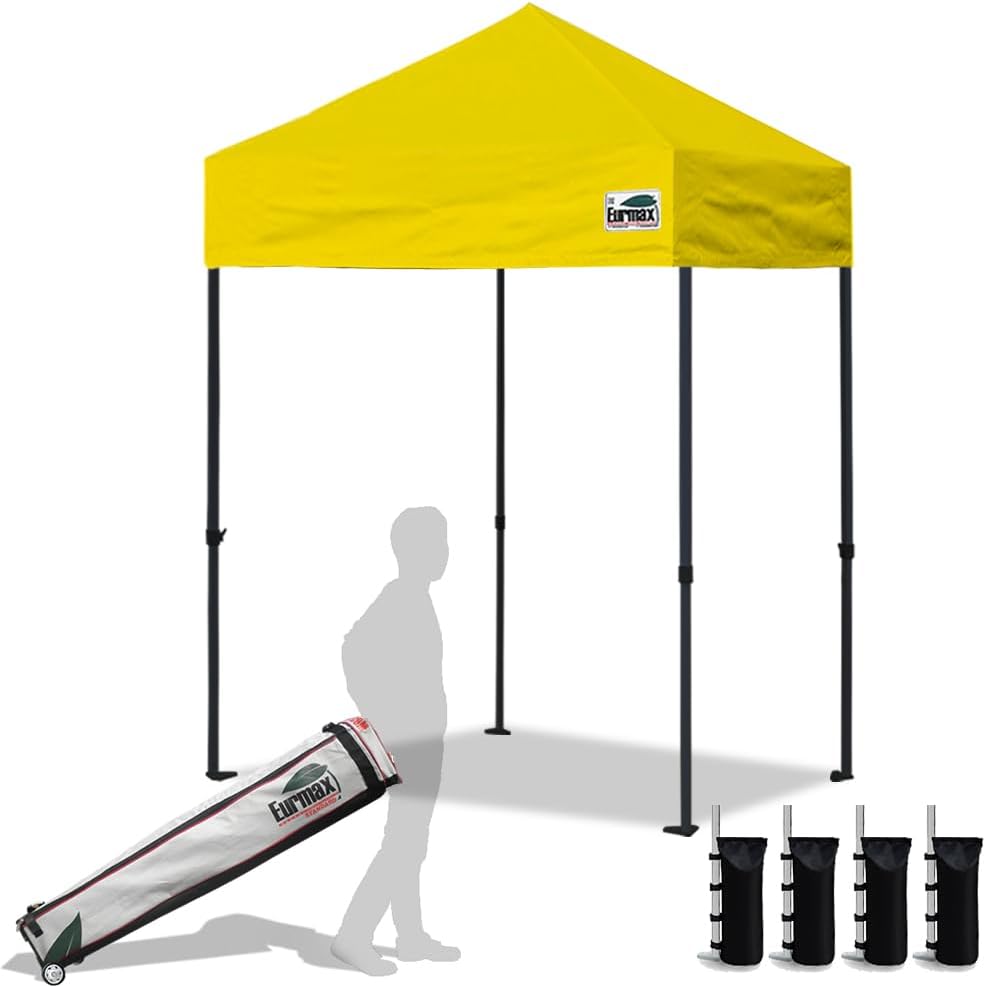 Eurmax USA 10x10ft Pop Up Canopy,Commercial Instant Tent for Outdoor Events,Patented No-Tip Rolling Storage Bag with 4 Sandbags,UV & Water Resistant,Heavy Duty Portable Shelter Gazebo,Black