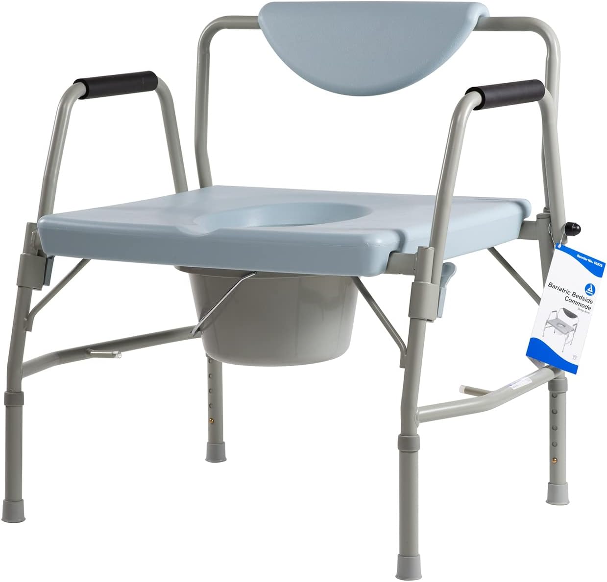 Dynarex Bariatric Drop Arm Bedside Commode, Multi-Use Portable Toilet Chair with 650 Pound Weight Capacity and a Heavy-Duty Steel Frame, Grey