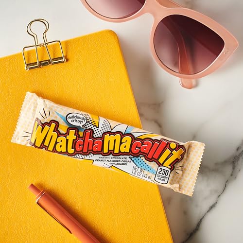 WHATCHAMACALLIT Chocolate Caramel Peanut Crisps Candy Bars, 1.6 oz, 36 Ct | Chocolate, caramel and peanut flavored crisps in bulk bars for candy bowls
